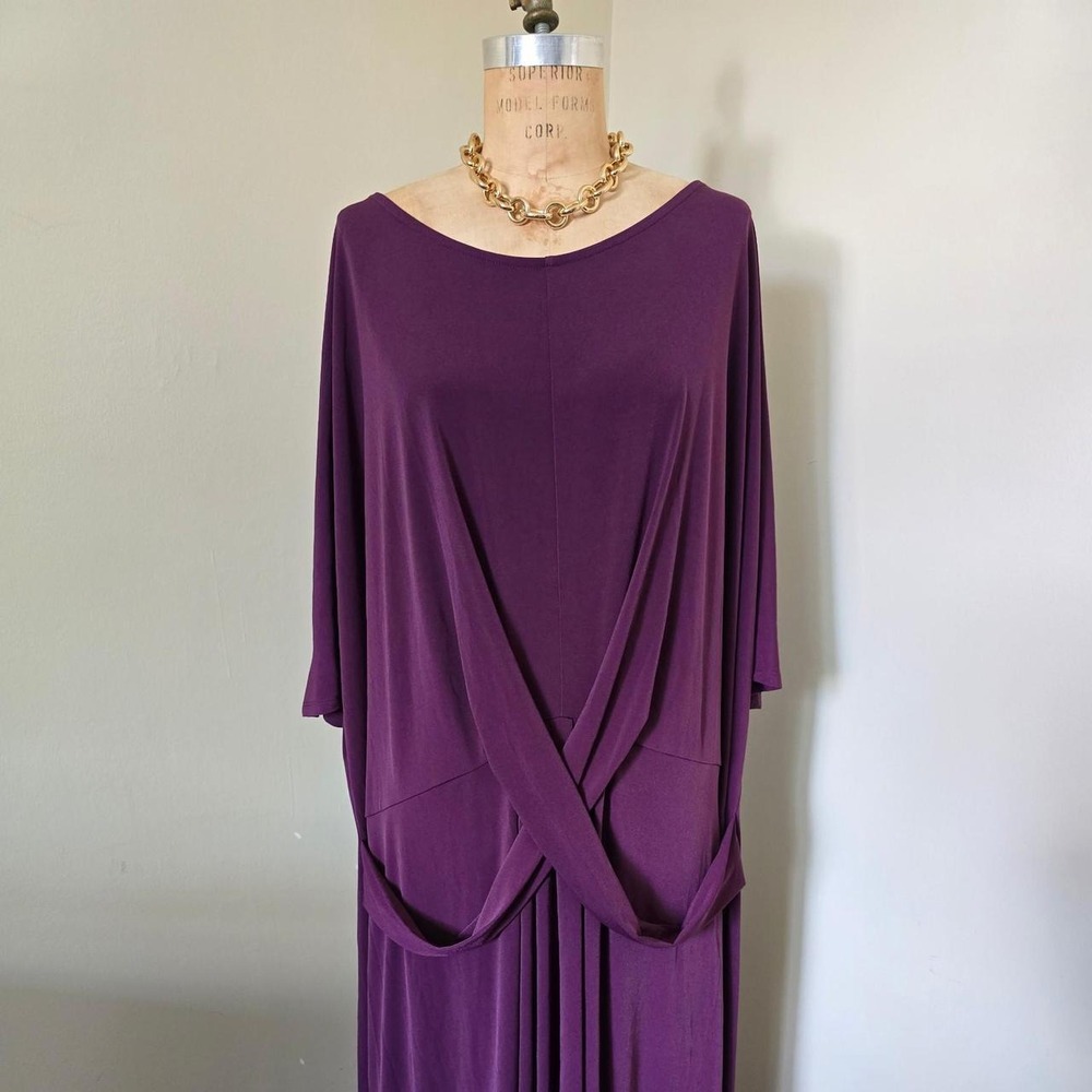 Roaman's Purple Draped Maxi Dress 38W New Without Tags